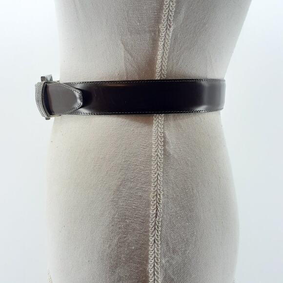 Vintage Brighton Women's Dark Brown Leather Belt Distressed Hardware Size Small - Picture 9 of 11
